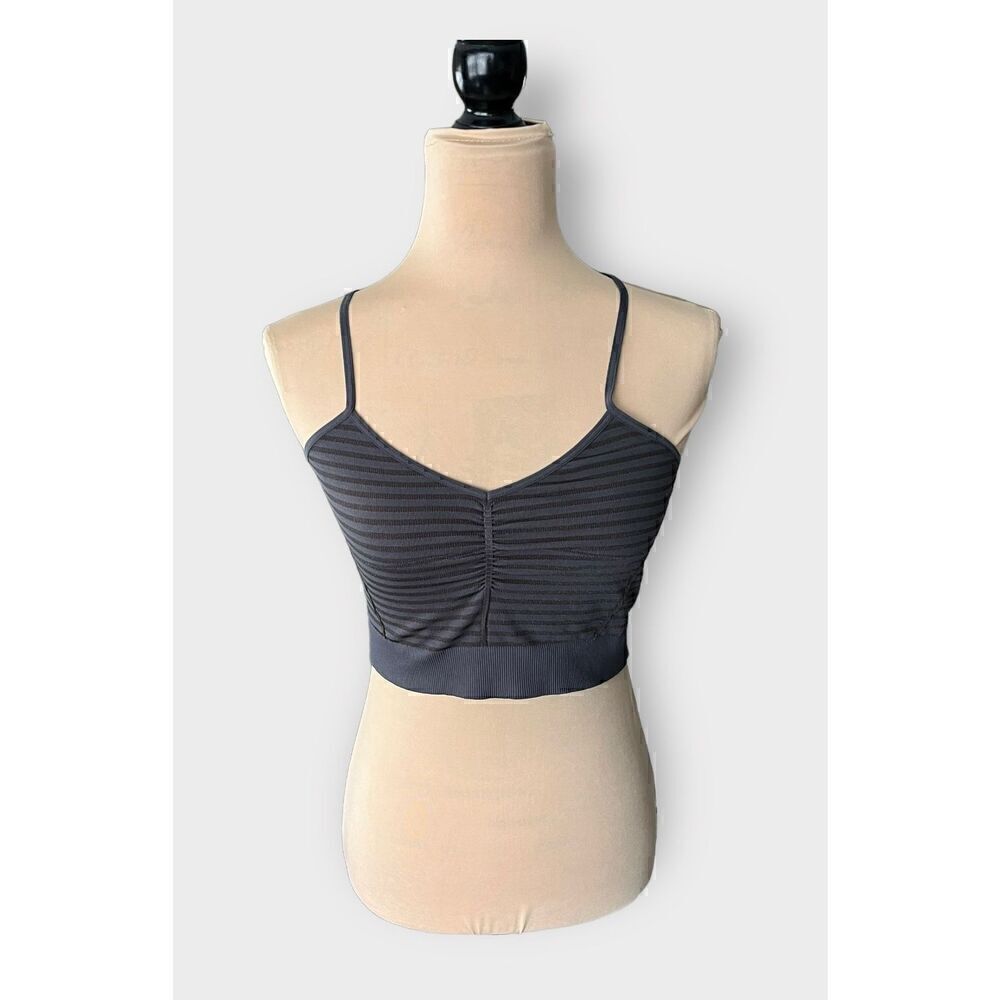 BKE Women’s Grey on Grey Stripe Unpadded Bralette with T-back size M/L